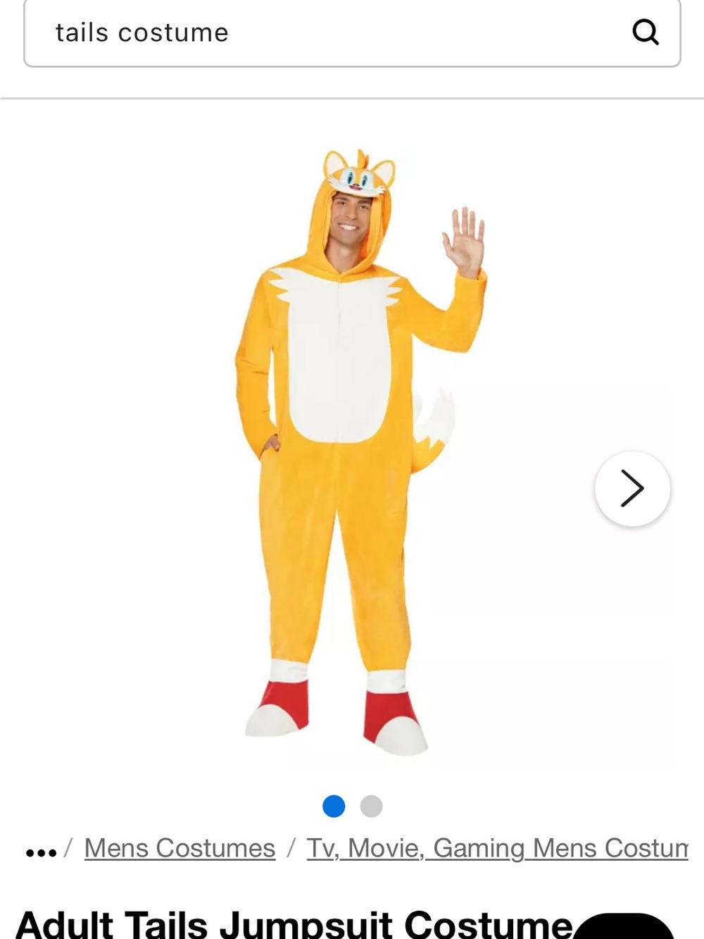 Adult Tails Costume